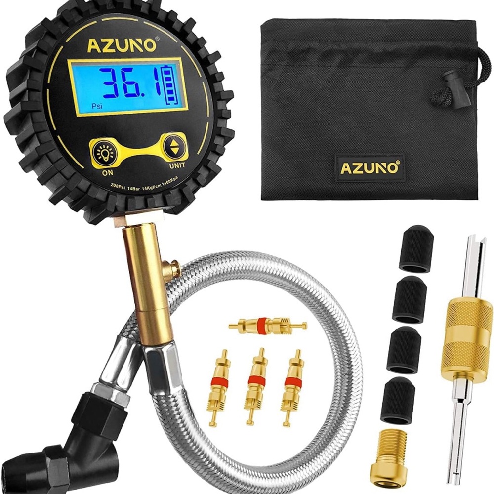 Digital Tire🛞Pressure Gauge w 12''Steel Hose -150 PSI- for Car🚗 &  Bike🚲